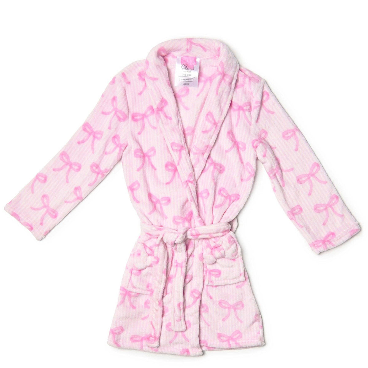 Fleece striped bow Printed Cozy robe