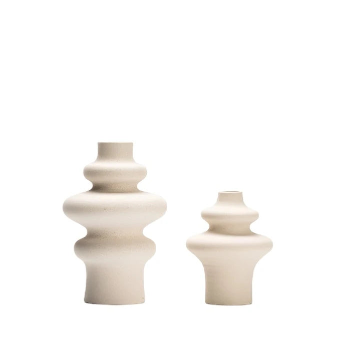set of 2 off white ceramic bubble vases