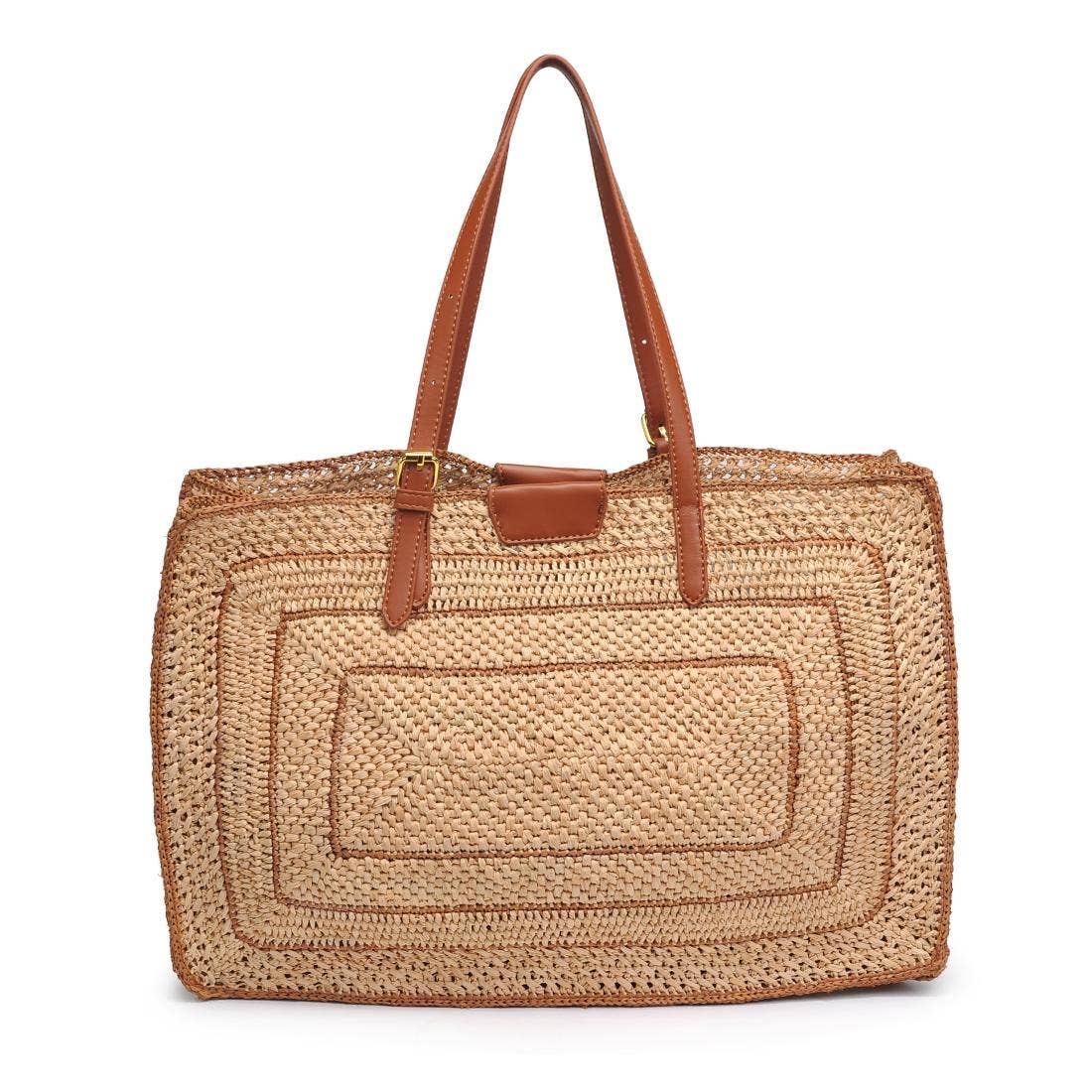 Raffia Tote with gold hardware