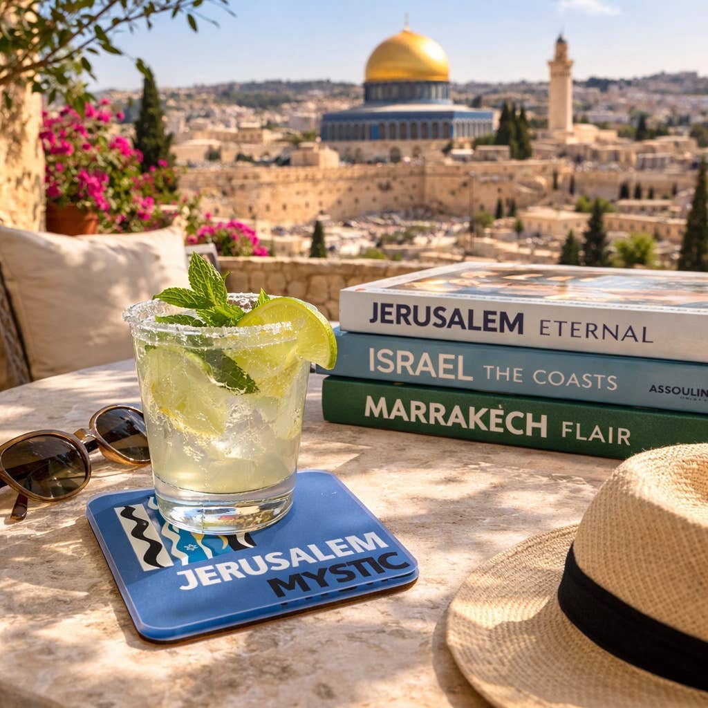 Acrylic Coasters with Holder - Jerusalem