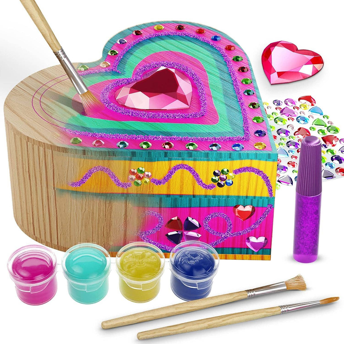 Paint Your Own Wooden Heart Treasure Box