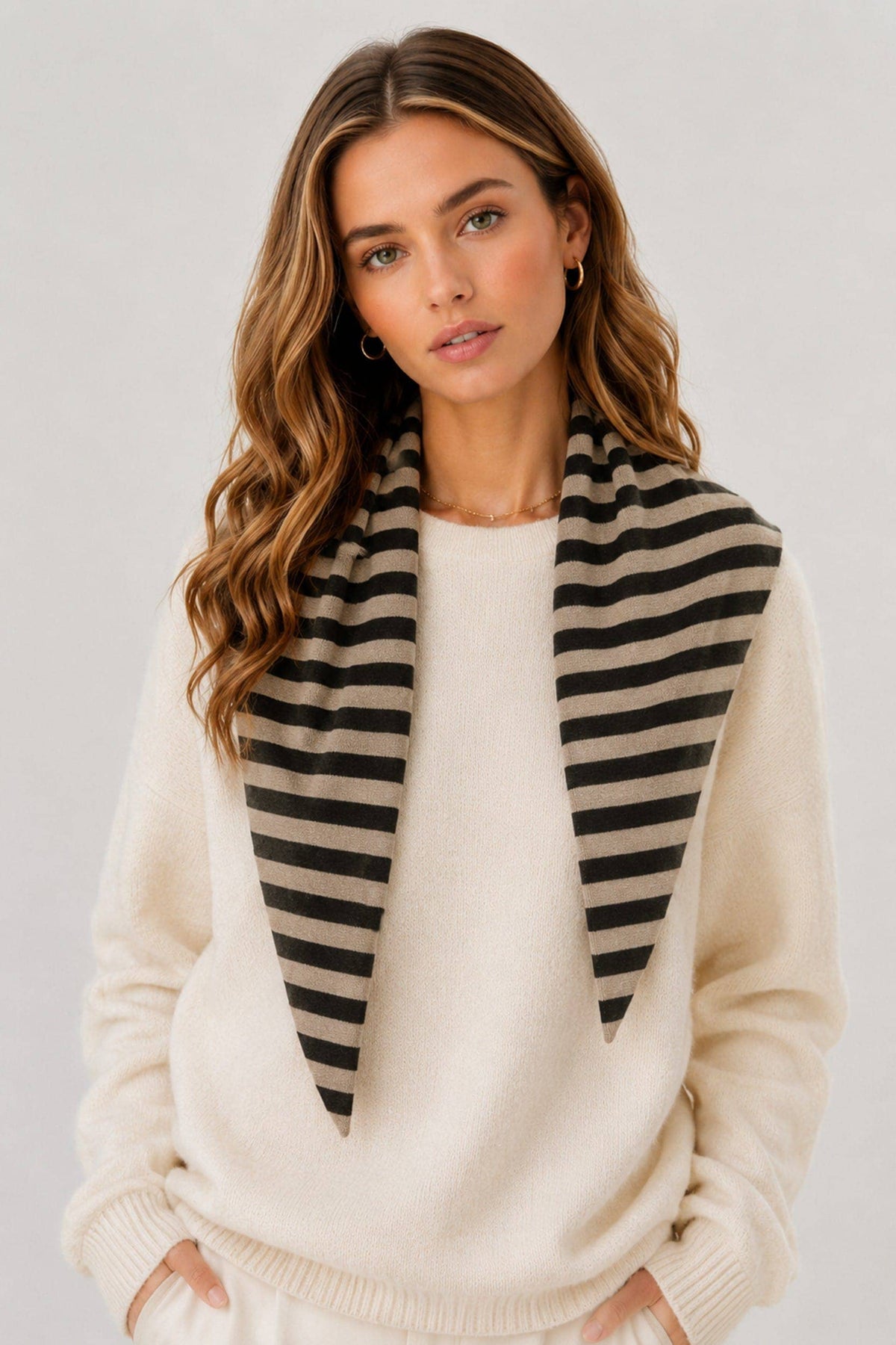 Striped Triangle Knit Scarf