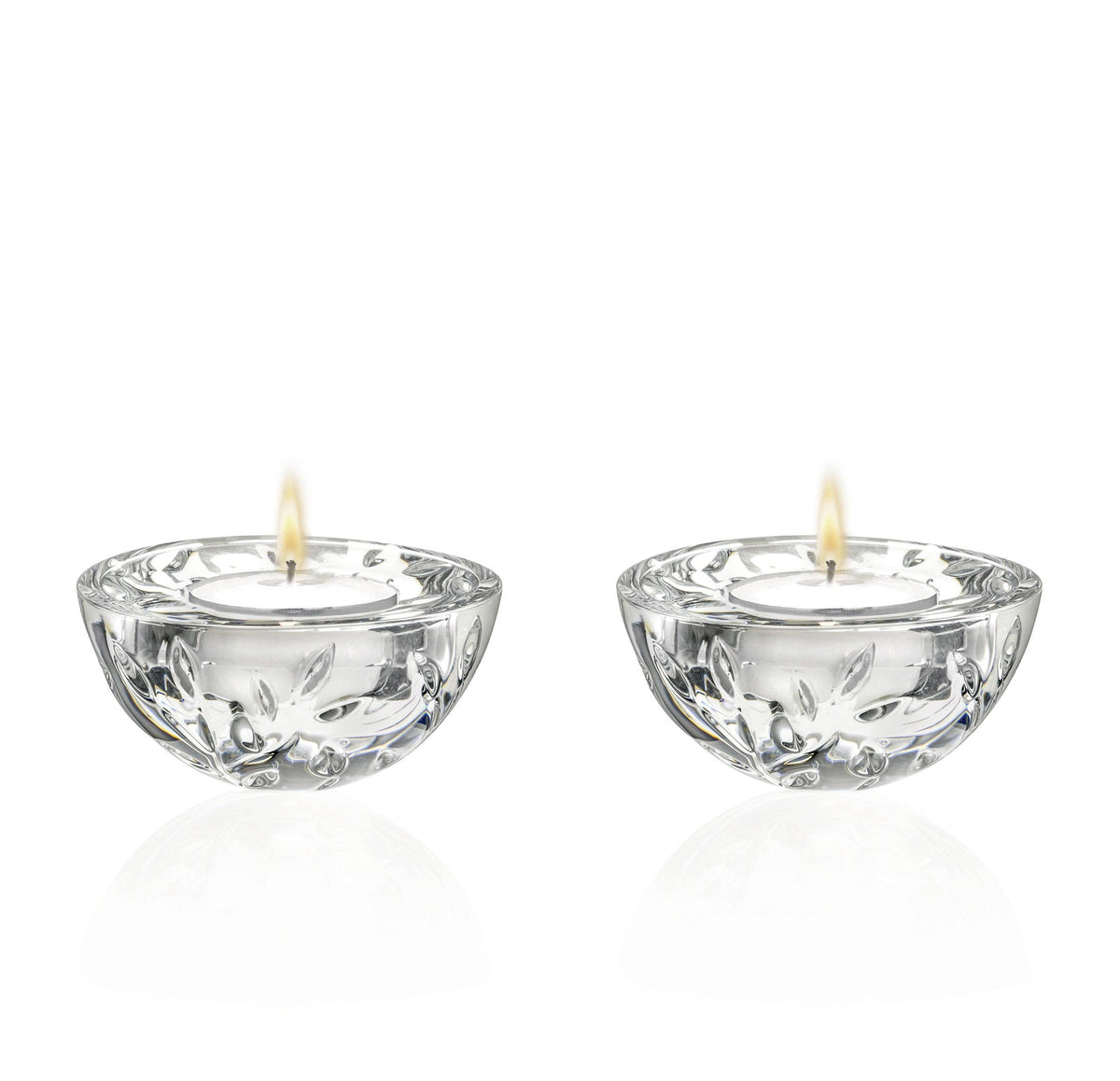 Lot de 2 bougeoirs pour bougies chauffe-plat - feuille ornée