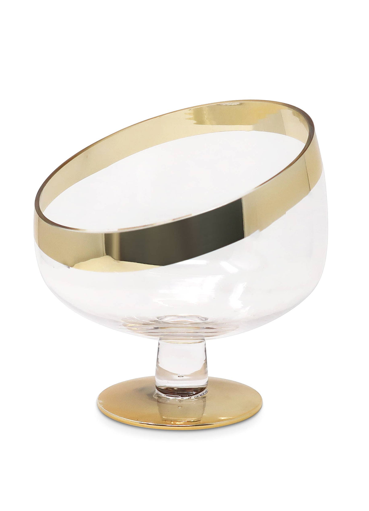 Footed Snack Bowl With Gold Base And Rim: Large