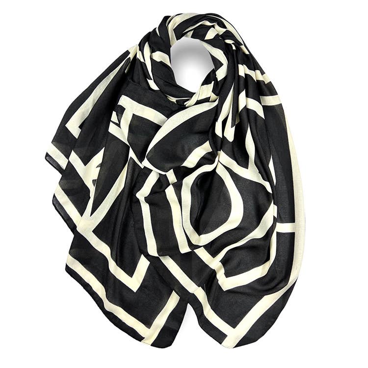 Women's Scarf with Geometric Print in Lightweight Material