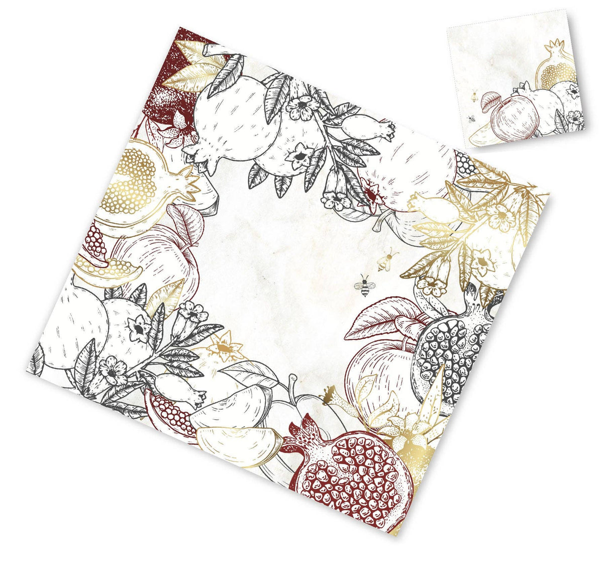 Sets de table et sous-verres Pommes et Pompons, lot de 12