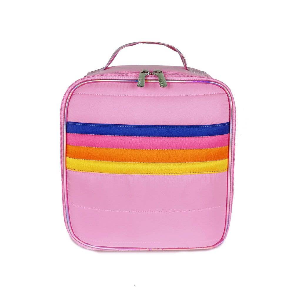 Pink Retro Stripe Puffer Lunch Box