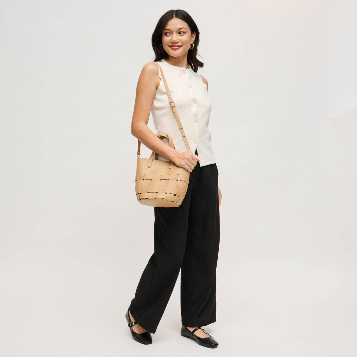 Woven-panel Tote - natural