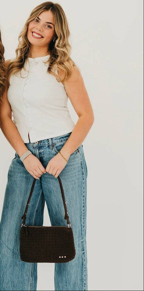 Suede Hobo Shoulder Bag - chocolate