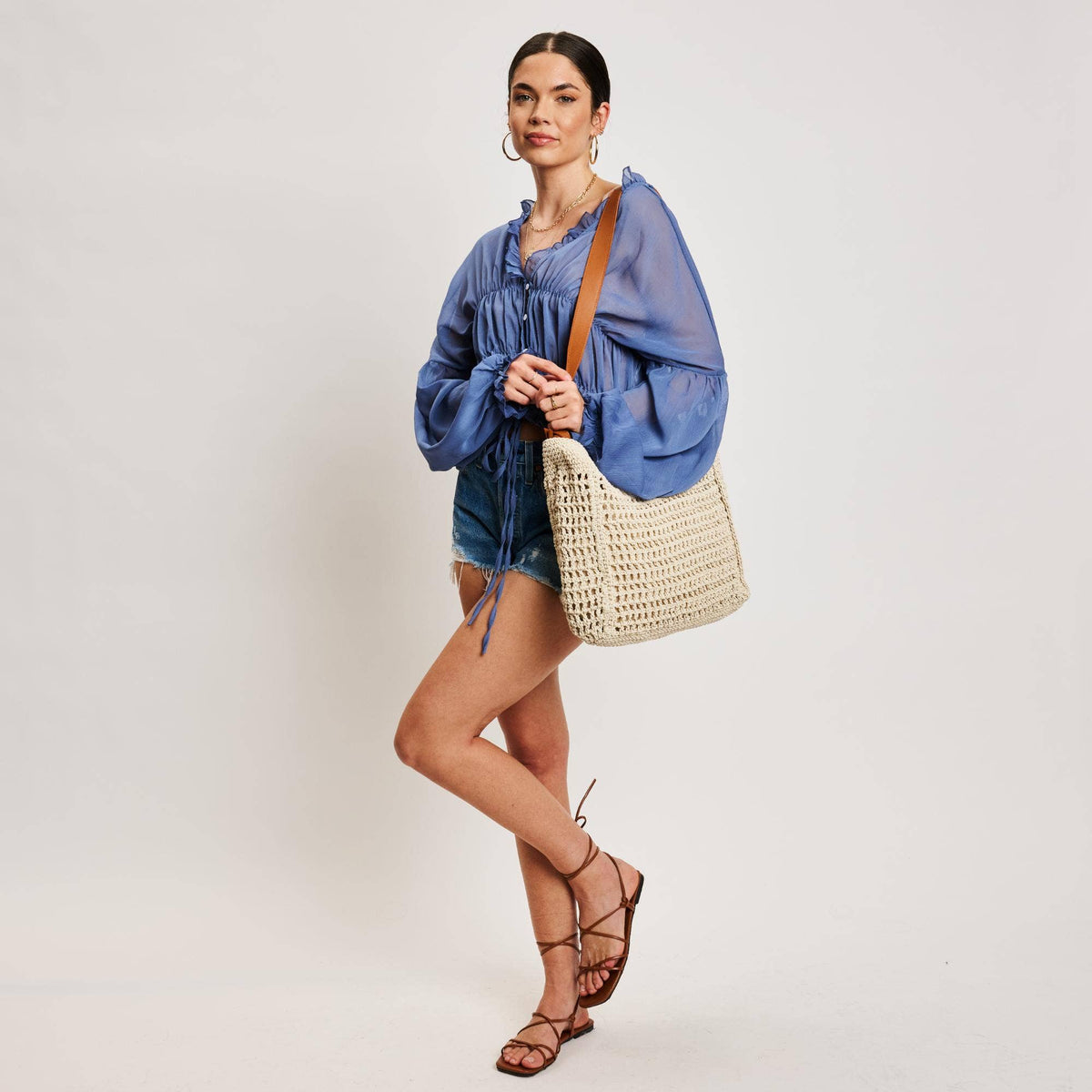 Sac bandoulière en cuir végétalien tressé