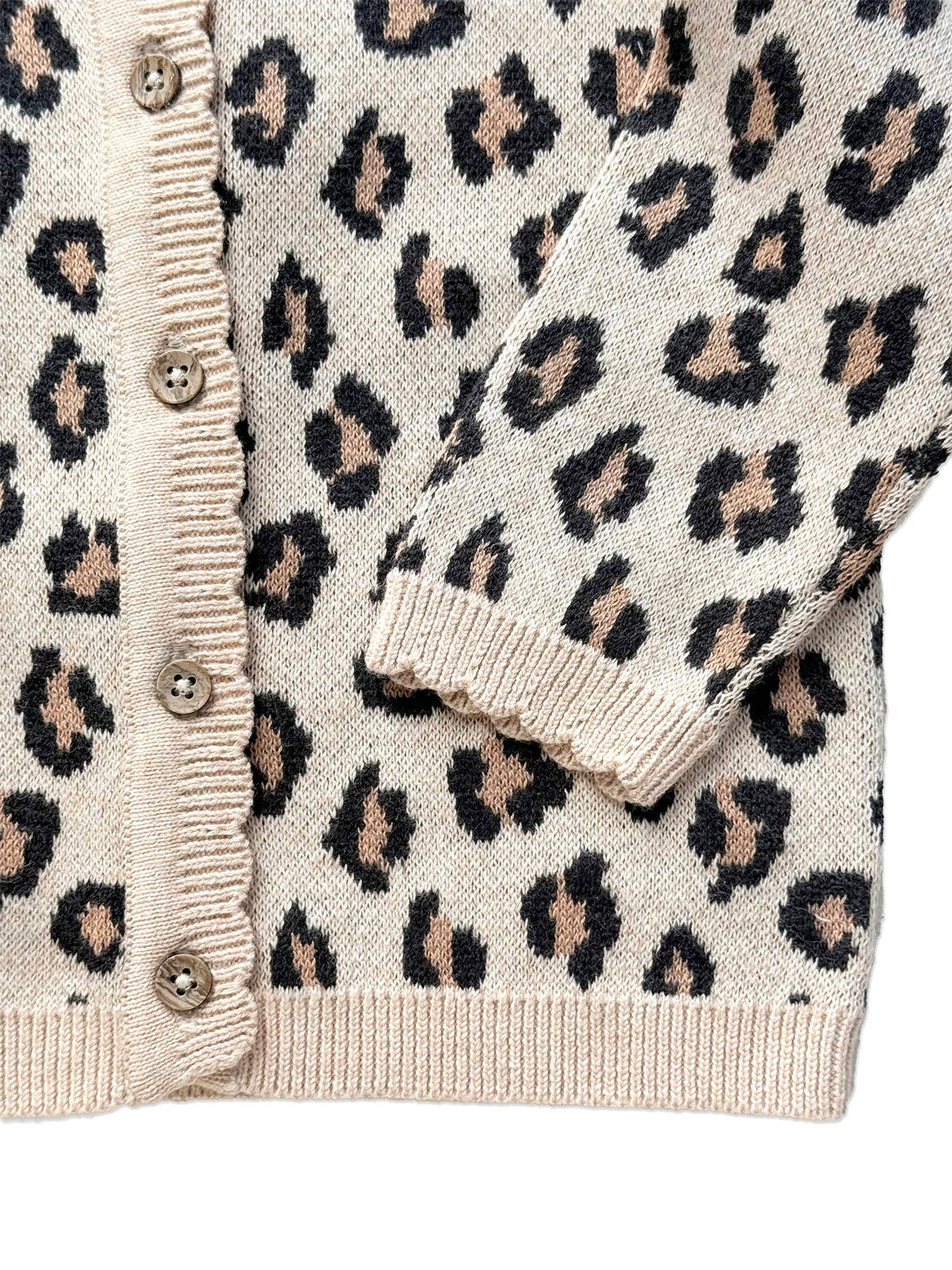 Gilet bébé en maille jacquard léopard (coton biologique)