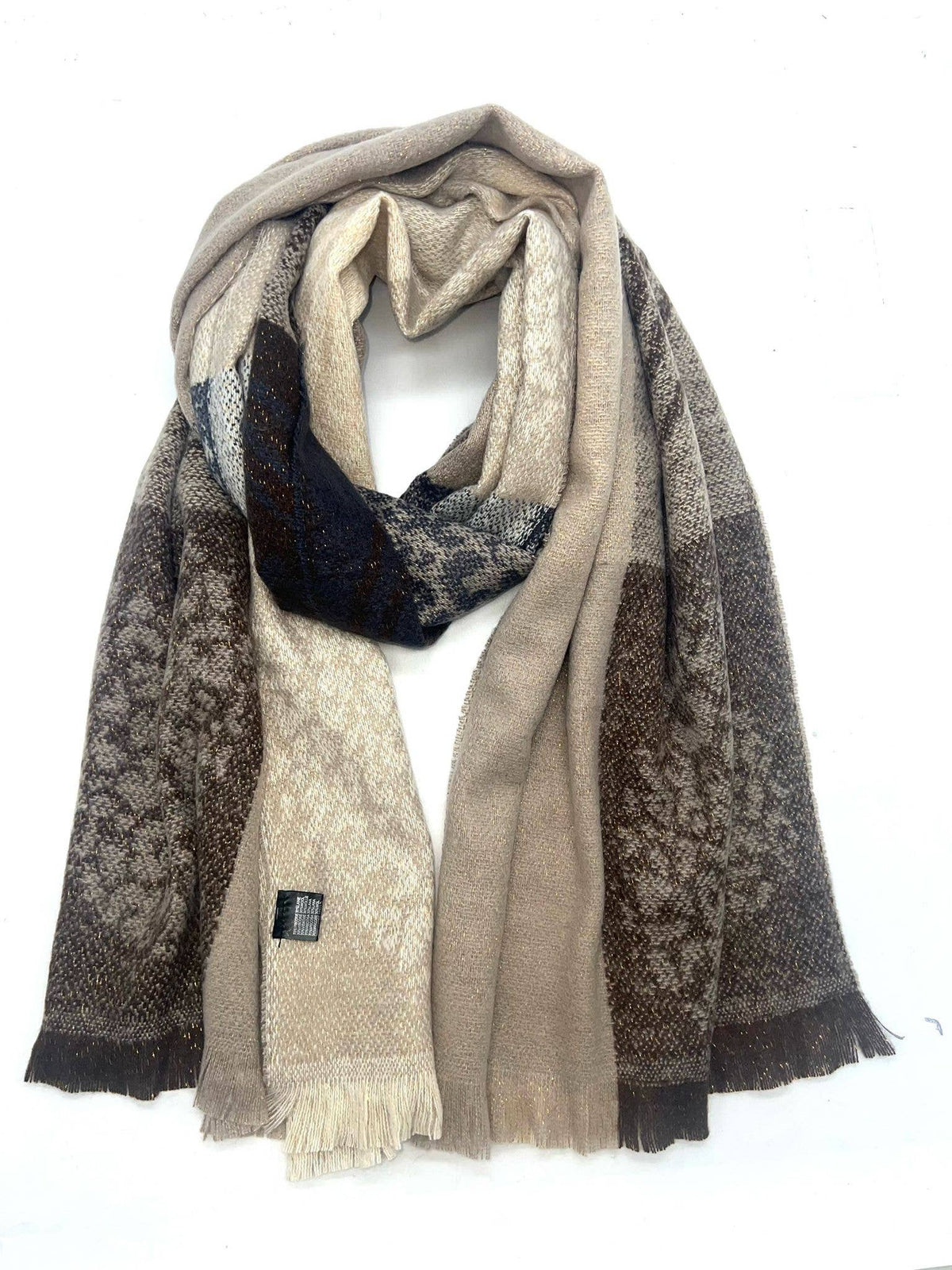 Scarf with leopard heart print - brown