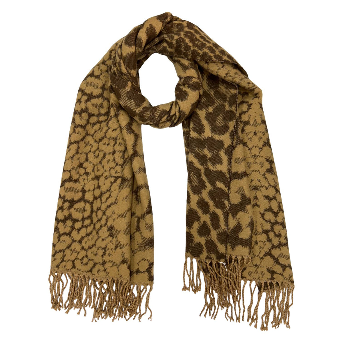 Leopard print winter scarf on cashmere blend scarf