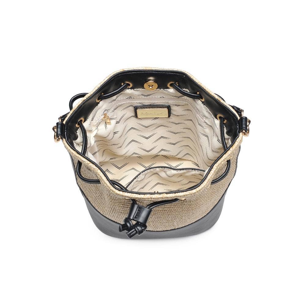 Sac bandoulière en cuir végétalien et raphia