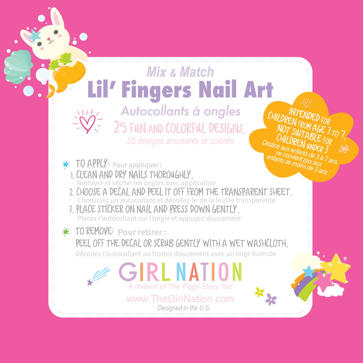 Autocollants pour ongles Lil' Fingers - Licorne Fantaisie