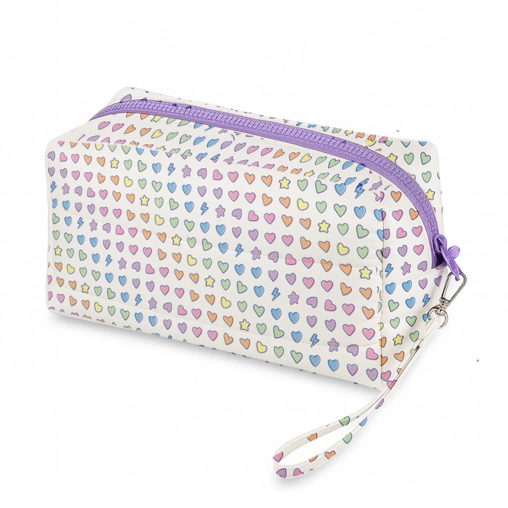 Trousse de toilette violette arc-en-ciel