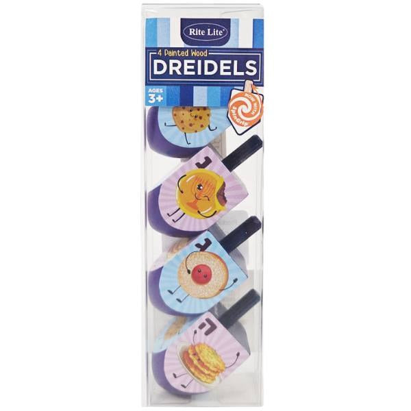 Hand Painted Wood Dreidels  4 Pack