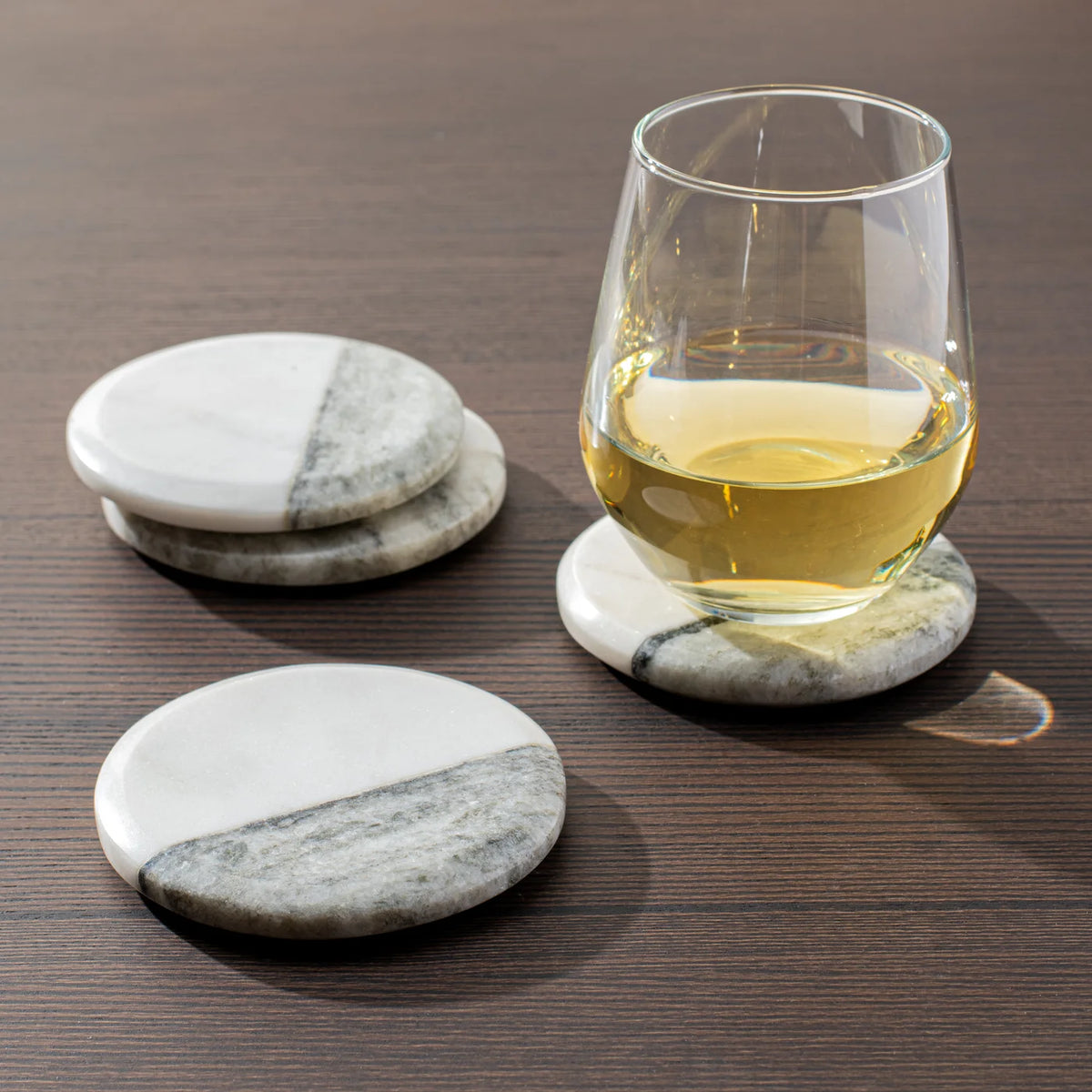 Sous-verres - Ensemble de 4 pièces en marbre bicolore