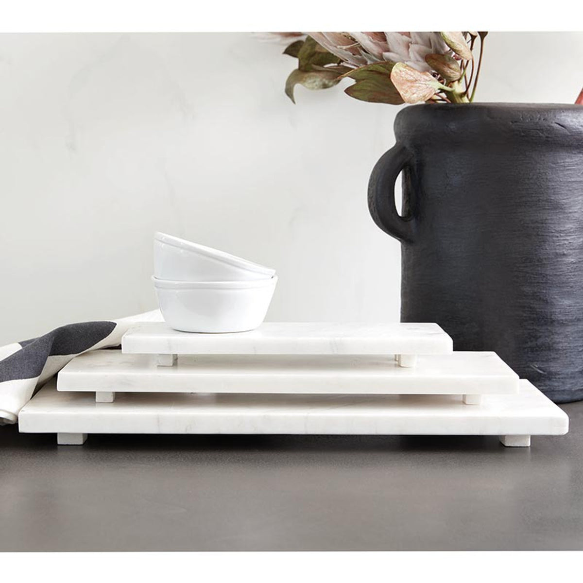Plateau en marbre blanc - Grand