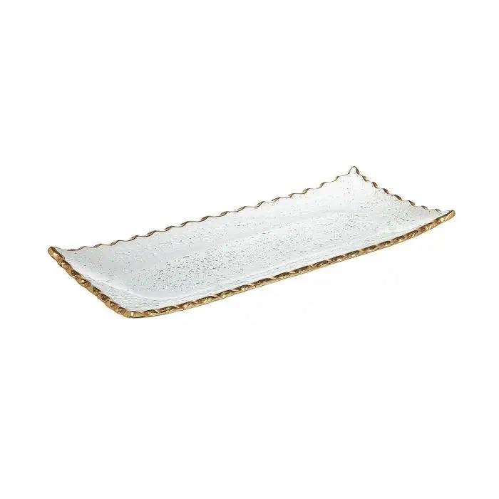 Glass Rectangle Tray w/Gold Trim